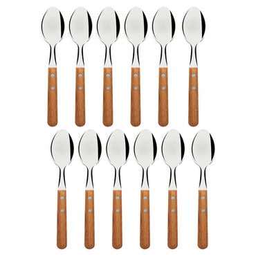 Conjunto de Colheres de Mesa Tramontina Dynamic com Lâminas em Aço Inox e Cabos de Madeira Natural 12 Peças 480g OFERTA!!