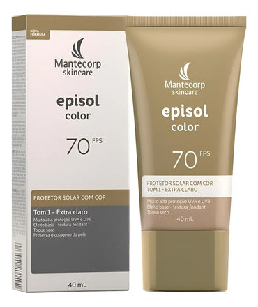 Mantecorp Episol Protetor Facial Solar FPS 70 com Cor - Unidade (940ml) - Cores: