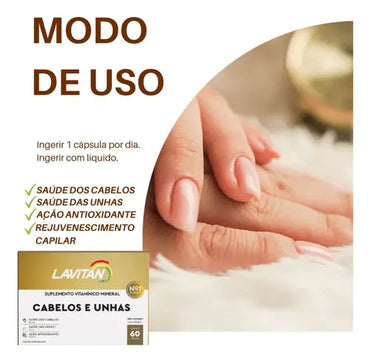 Lavitan Cabelos e Unhas 30 Cápsulas 50g