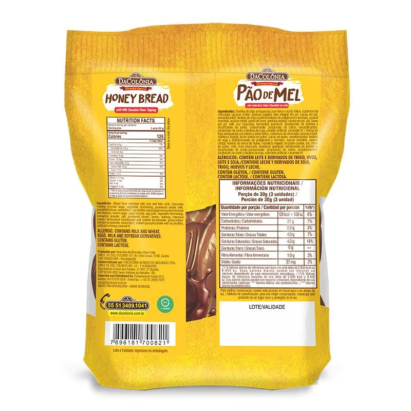 DaColônia Honey Cake with Milk Chocolate Coating (170g) Sale! 25% Off Exp. 01/06