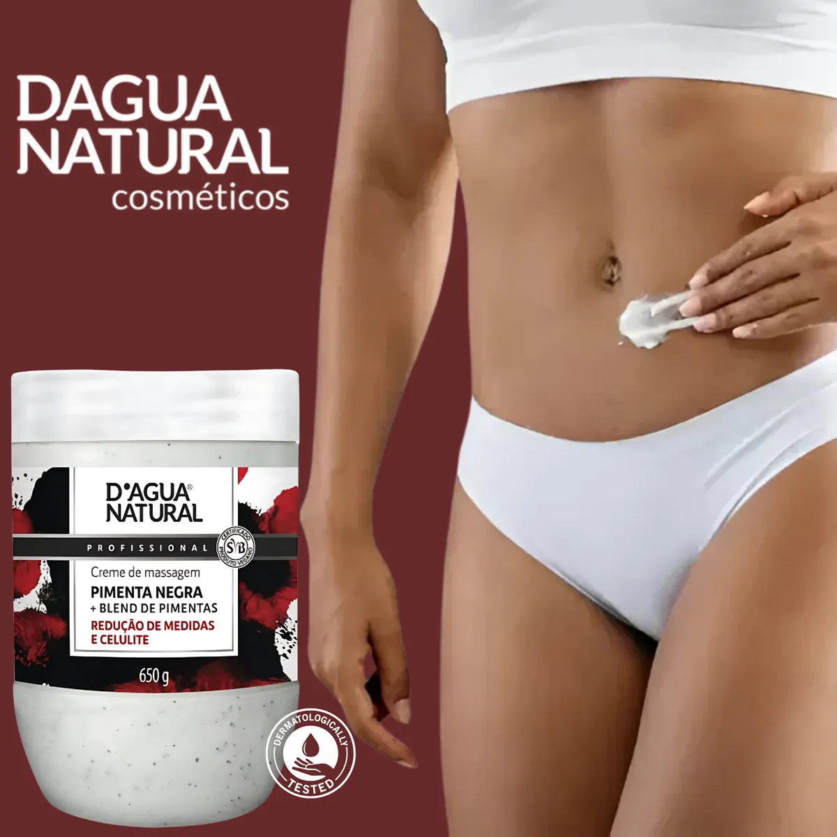 D'Agua Natural Creme de Massagem Pimenta Negra (650g)