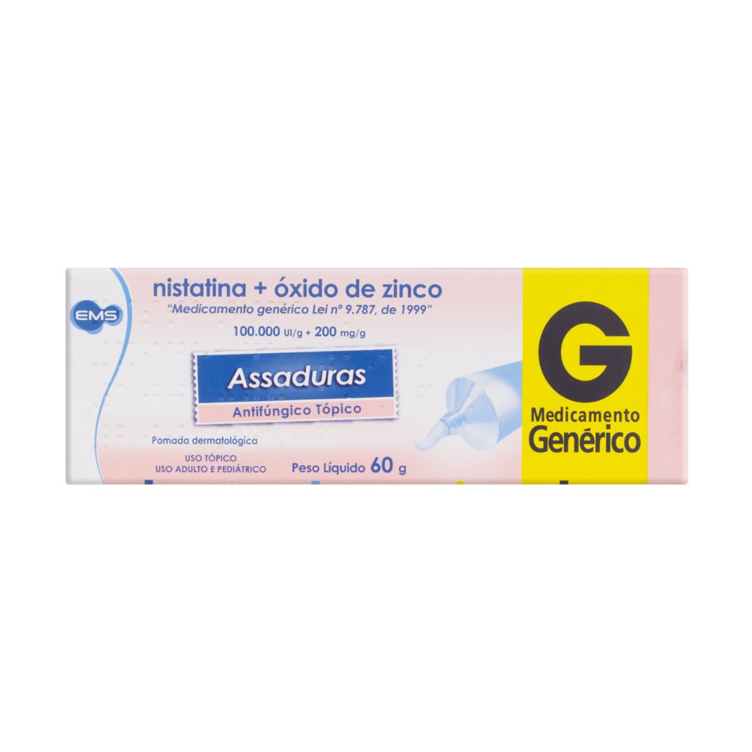 Nistatina 100.000Ui/G + Óxido De Zinco 200Mg/G Pomada Assaduras e Irritações na Pele (60g)