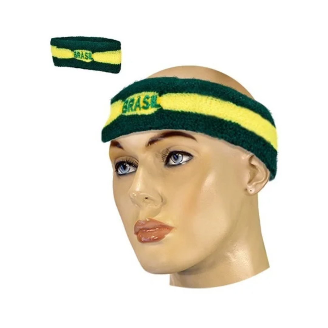 Faixa De Cabelo Bordado Brasil Verde E Amarelo