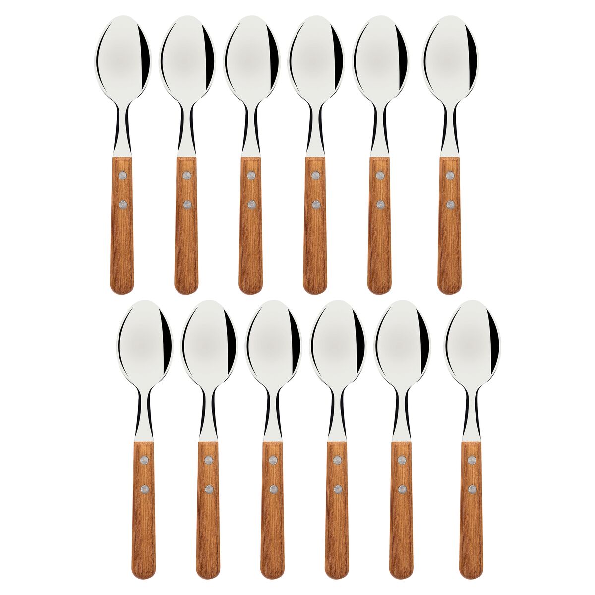 Conjunto de Colheres de Mesa Tramontina Dynamic com Lâminas em Aço Inox e Cabos de Madeira Natural 12 Peças  480g OFERTA!!