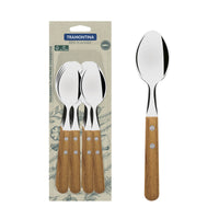 Conjunto de Colheres de Mesa Tramontina Dynamic com Lâminas em Aço Inox e Cabos de Madeira Natural 12 Peças  480g OFERTA!!