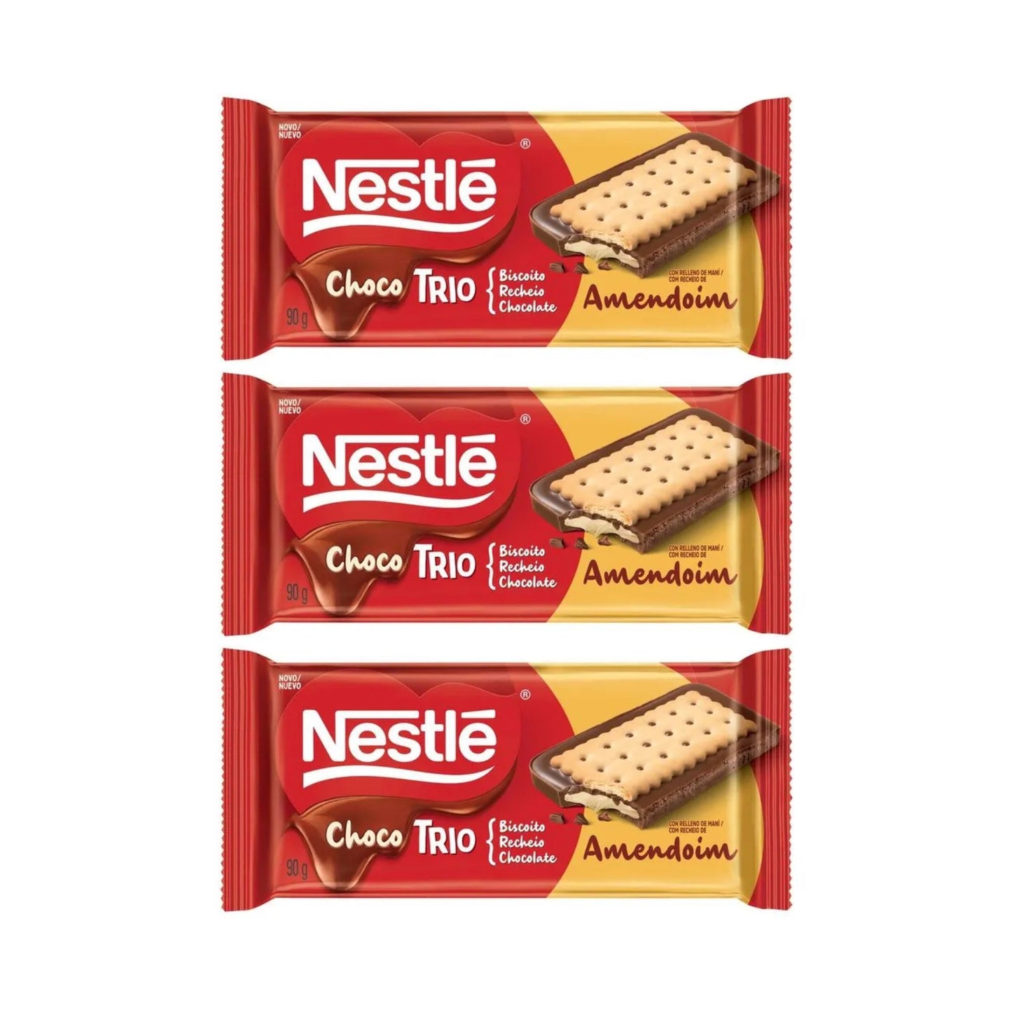 Nestlé Barra de Chocolate Choco Trio Biscoito Recheio (3x90g)