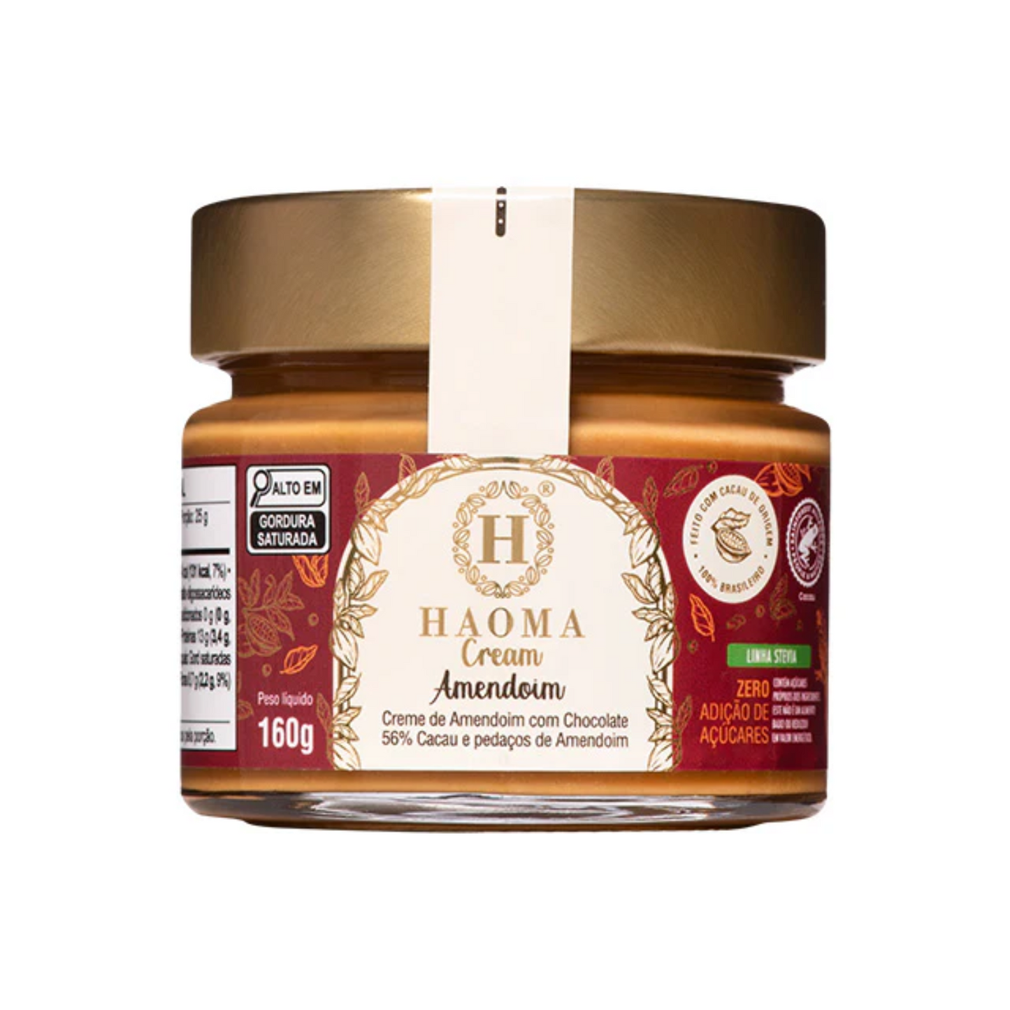Haoma Creme de Amendoim Com Chocolate | Linha Stevia (160g)
