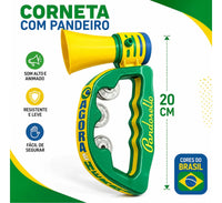 Corneta Vuvuzela com Pandeiro Meia-Lua Brasil!