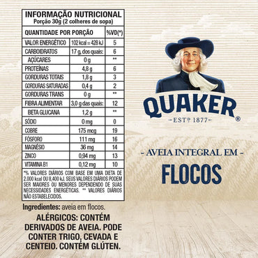 Quaker Aveia em Flocos Regulares Caixa Embalagem Econômica (450g).