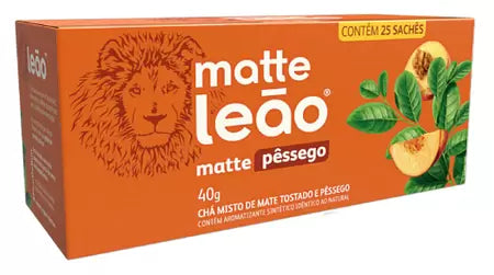 Leão Chá Matte: Pêssego - 25 sachês (40g). Oferta