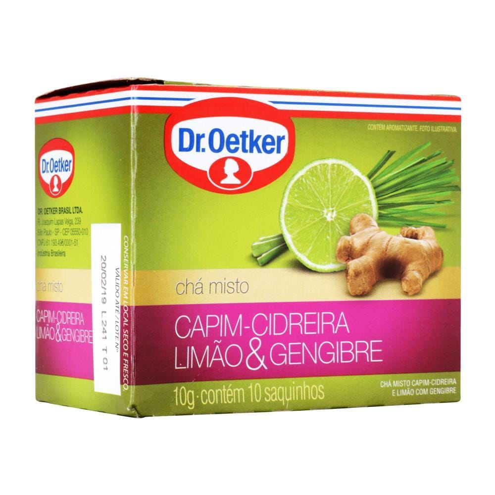 Dr. Oetker Chá de Capim-Cidreira Limão e Gengibre - 10 sachês (10g)