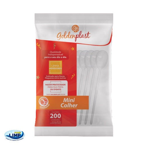 Mini Colher Biodegradável Cristal 200 unidades Goldenplast
