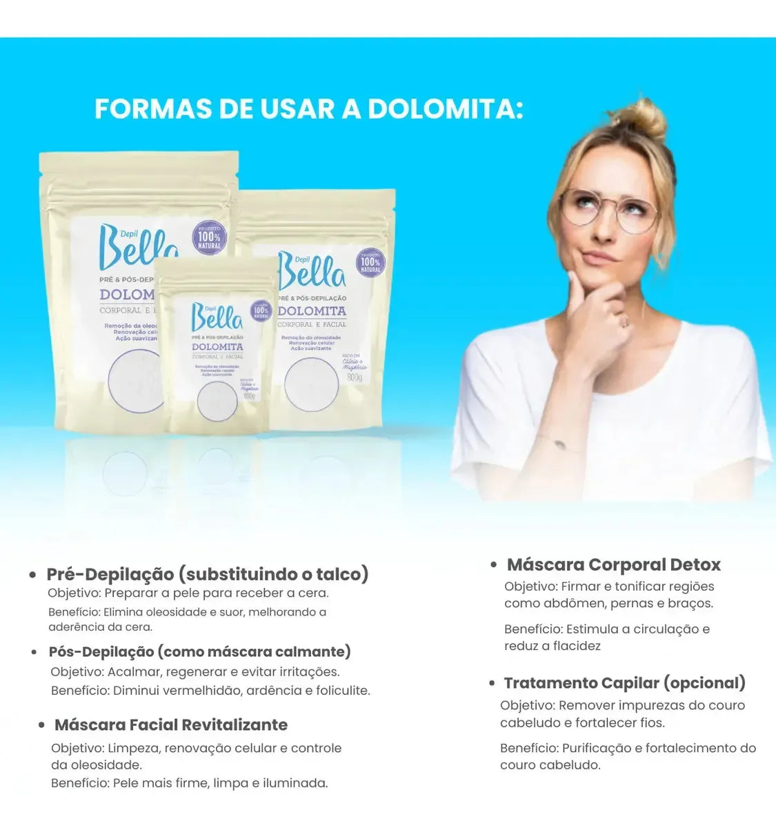 Dolomita Corporal/Facial Pré/pós-depilação 800g