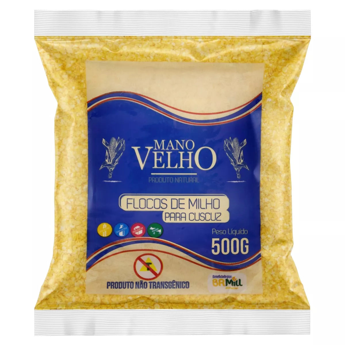 Farinha de Milho Flocos para Cuscuz Mano Velho Pacote (500g)