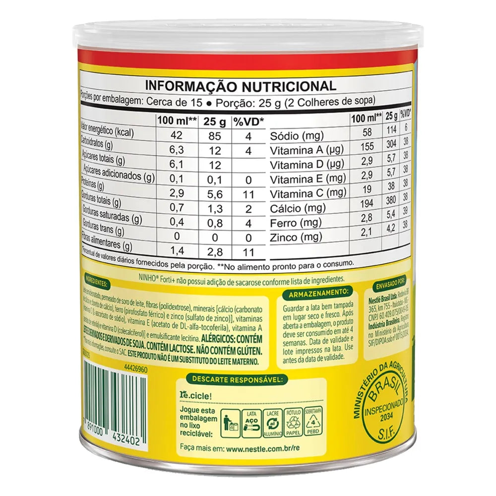 Ninho Forti+ Composto Lácteo com Fibras Nestlé Lata (380g)