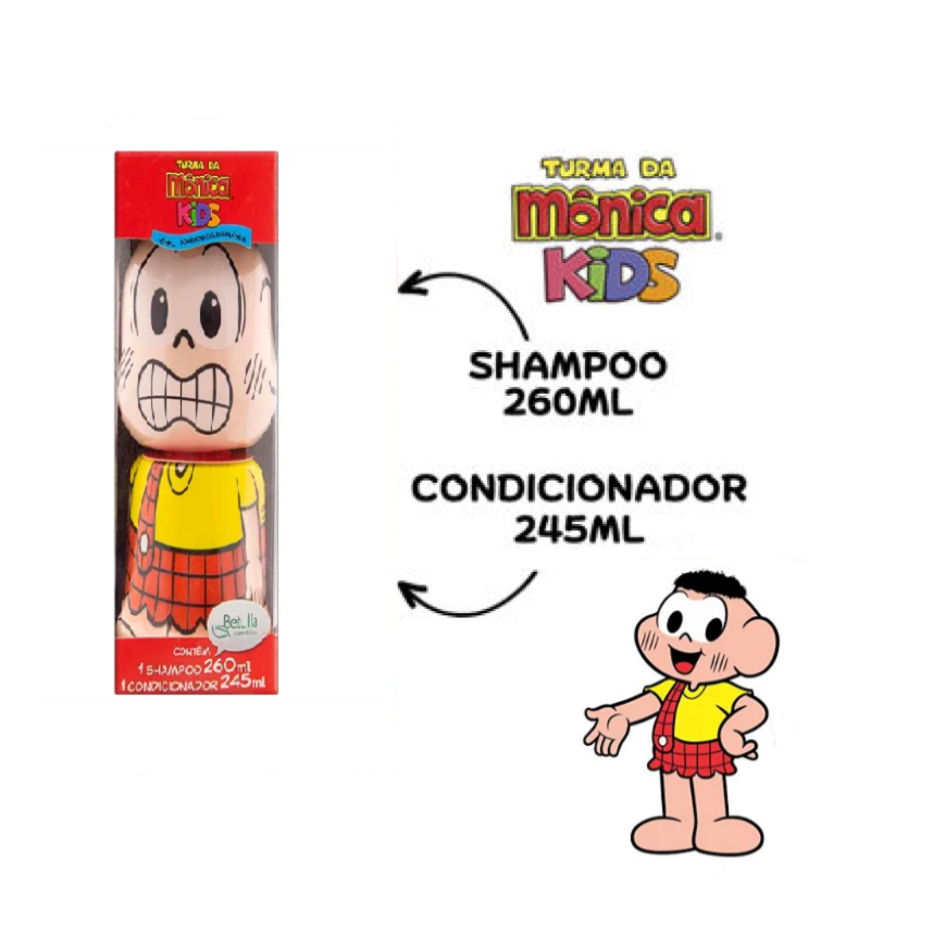 Kit Turma Da Mônica Cia. da Natureza Shampoo 260ml + Condicionador 245ml - Boneco Cascão