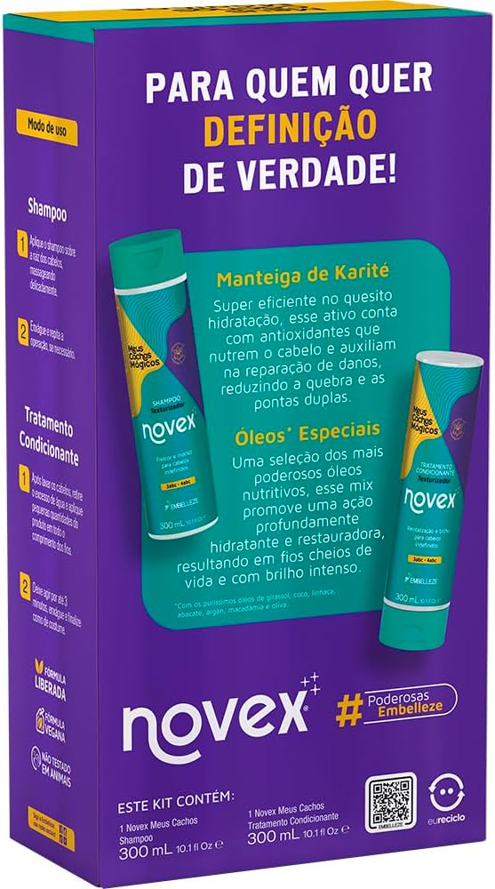 Novex Kit Shampoo + Condicionador Meus Cachos Mágicos (300ml) Oferta!
