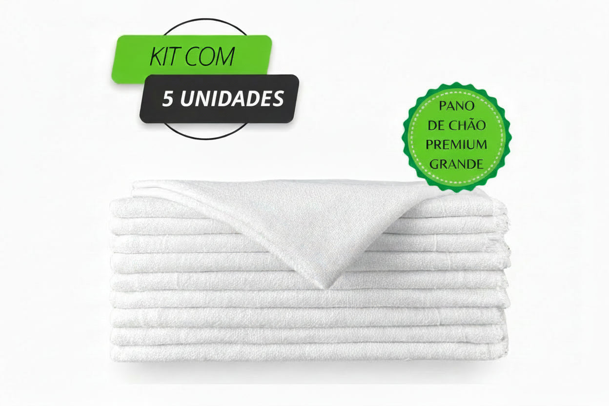 Pano De Chão  Branco Alvejado 5 Unidades 50 x 70