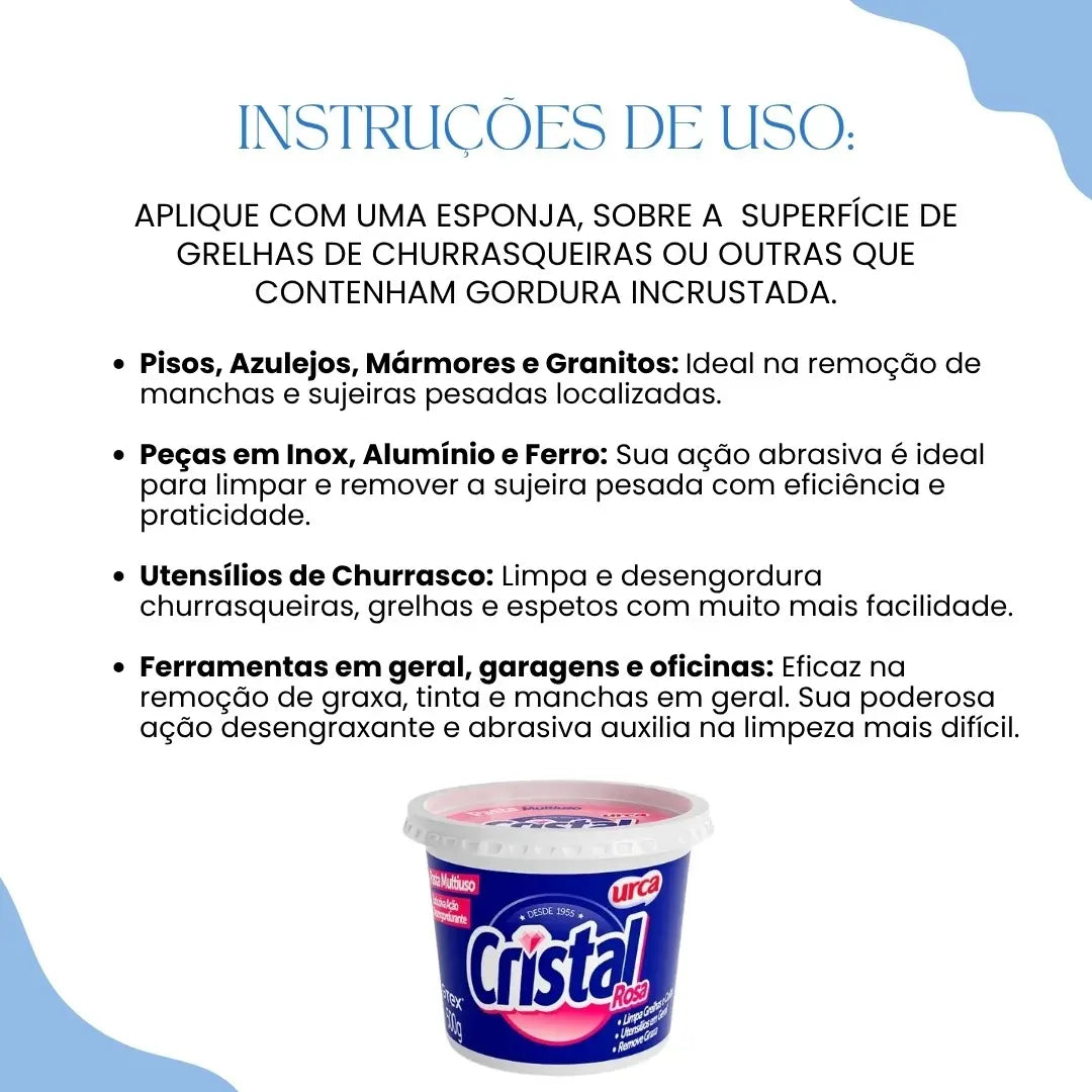 Sabão Em Pasta Cristal Rosa 500g Limpeza Multiuso