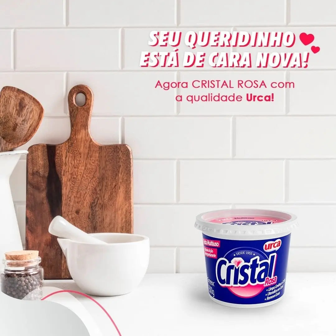 Sabão Em Pasta Cristal Rosa 500g Limpeza Multiuso