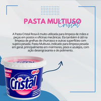 Sabão Em Pasta Cristal Rosa 500g Limpeza Multiuso