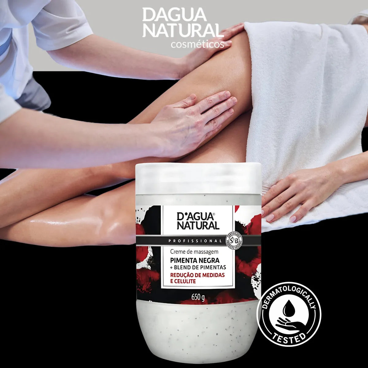 D'Agua Natural Creme de Massagem Pimenta Negra (650g)