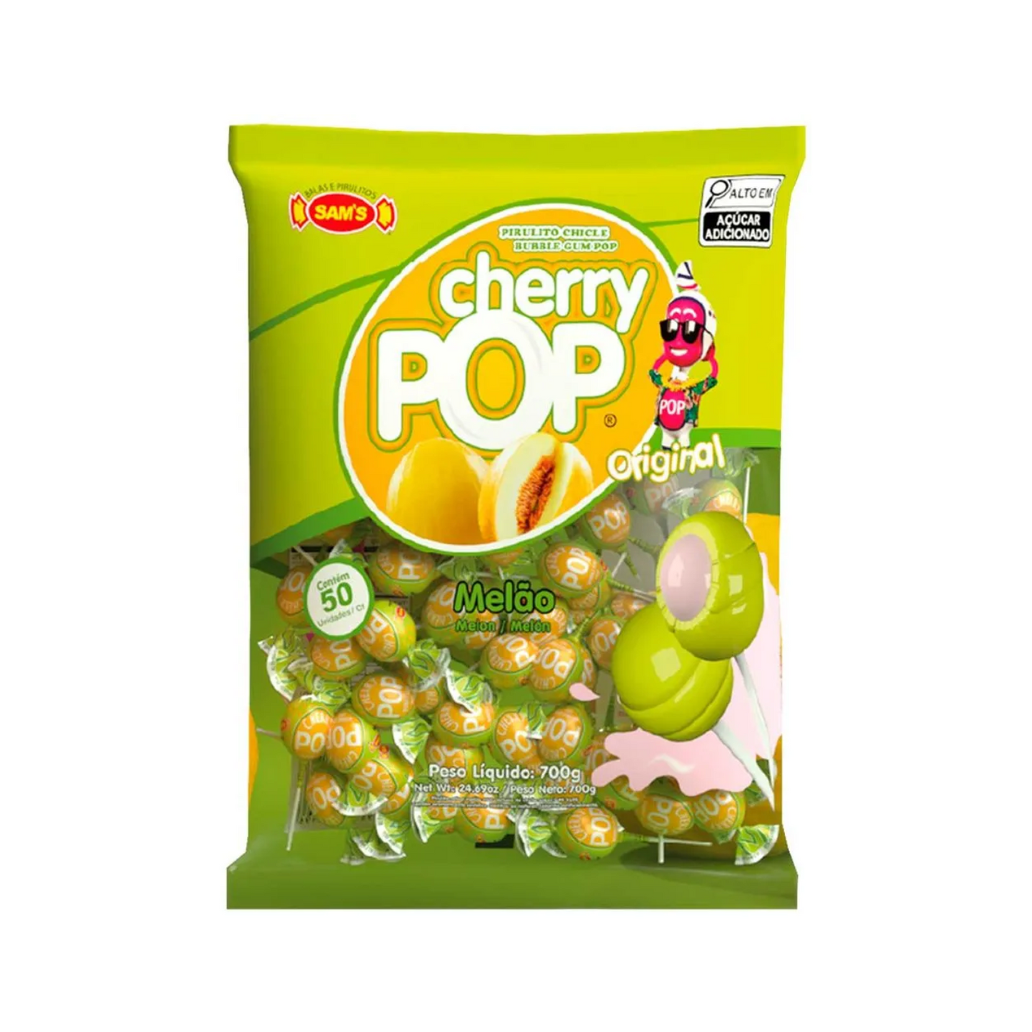 Cherry Pop Pirulito Chicle - Unidade (700g) - Sabores: