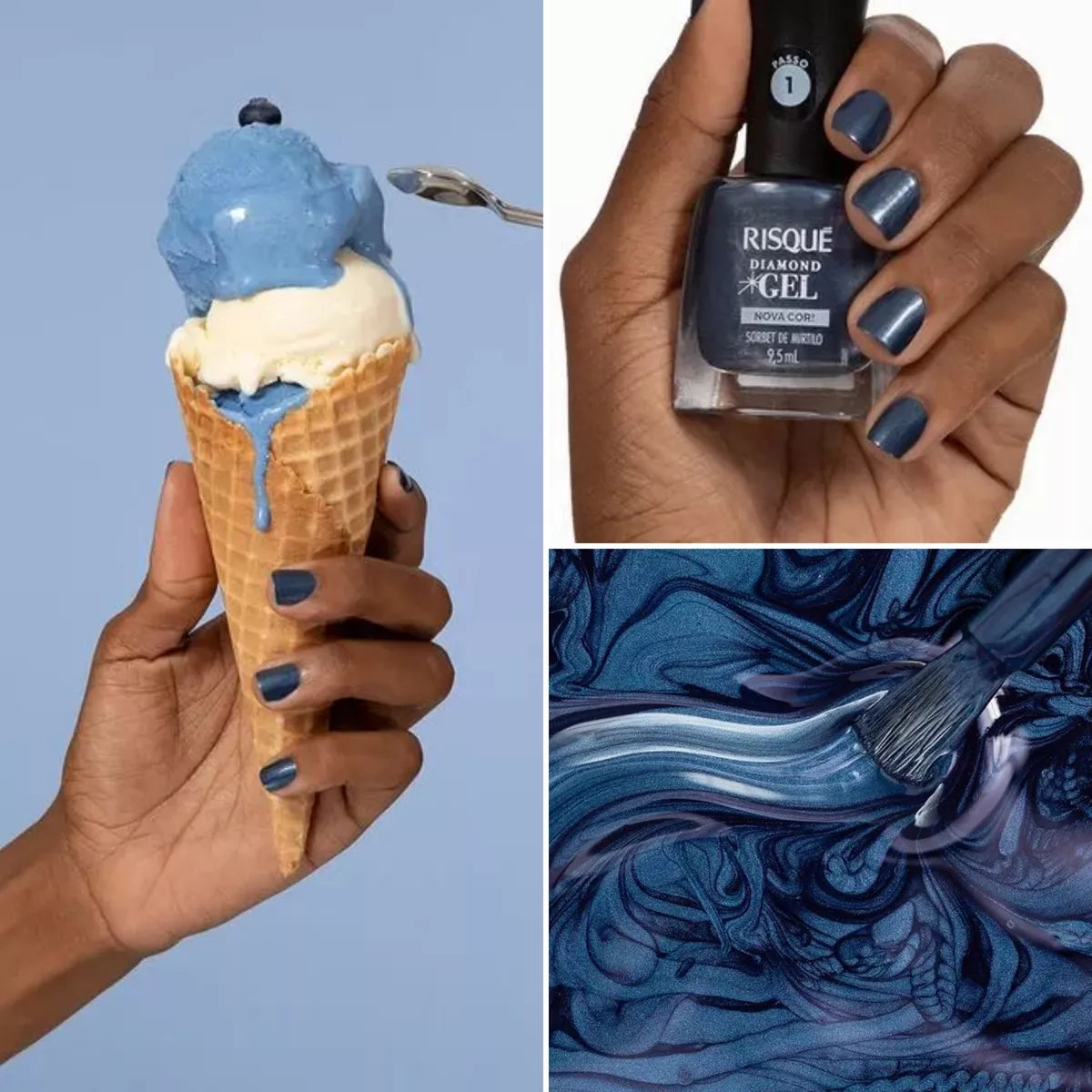 Risqué Diamond Gel Nail Polish: Metallic Blueberry Sorbet (9.5ml)