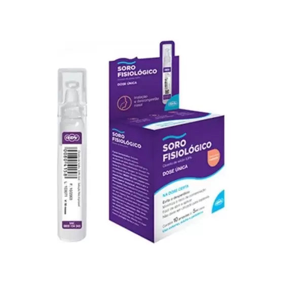 Soro Fisiológico Cloreto De Sódio A 0,9% 10 Ampolas 5ml