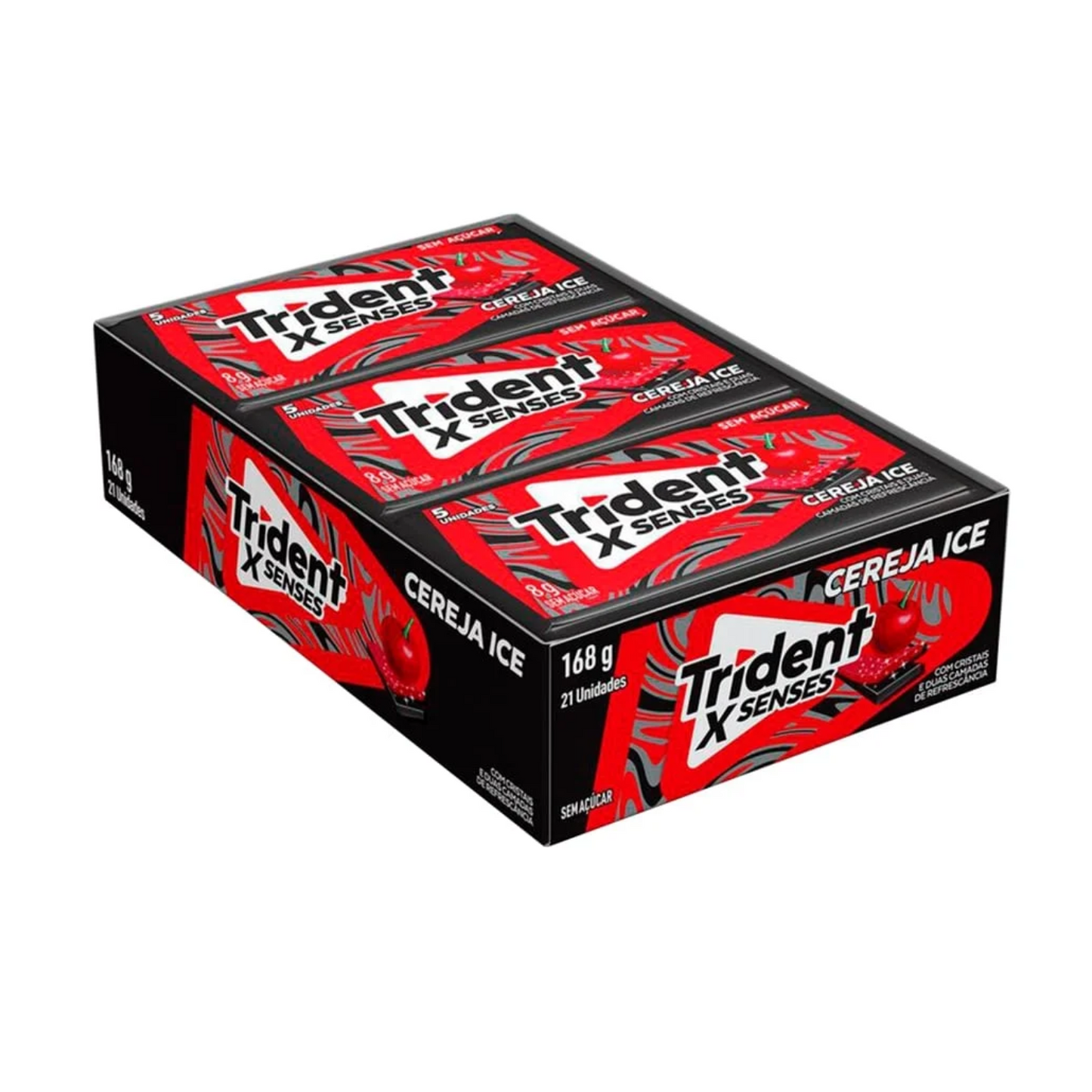 Trident Chiclete X Senses: Cereja Sem Açúcar - 21x8g (168g)