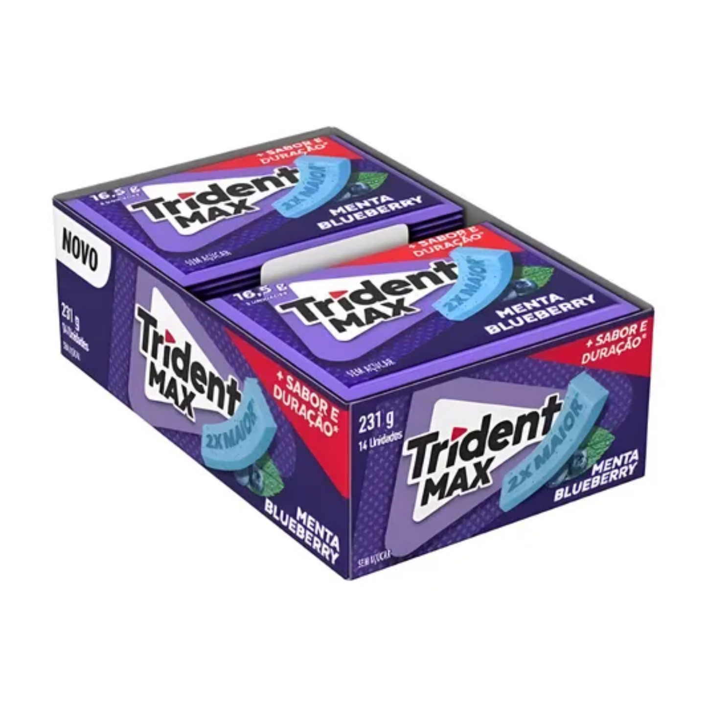 Trident Chiclete Max Menta Blueberry Sem Açúcar - 14x16,5g (231g)