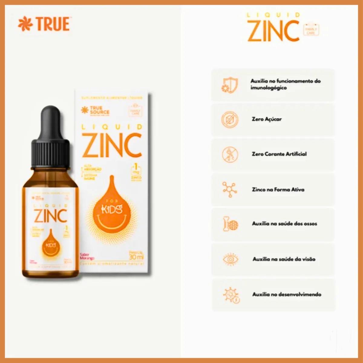 Liquid Zinc For Kids - 30ml Morango - True Source