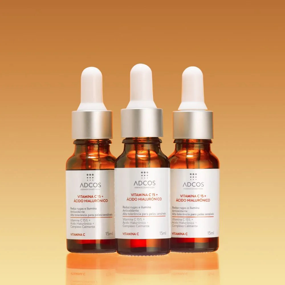 Adcos Vitamina C 15 + Ácido Hialurônico - Sérum Anti-Idade (15ml)