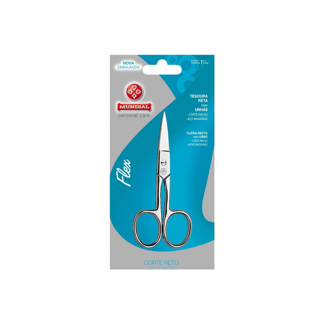 Tesoura Inox Para Unhas Flex Mundial Reta